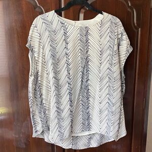MM Lafleur Black and White Patterned Silk Blouse